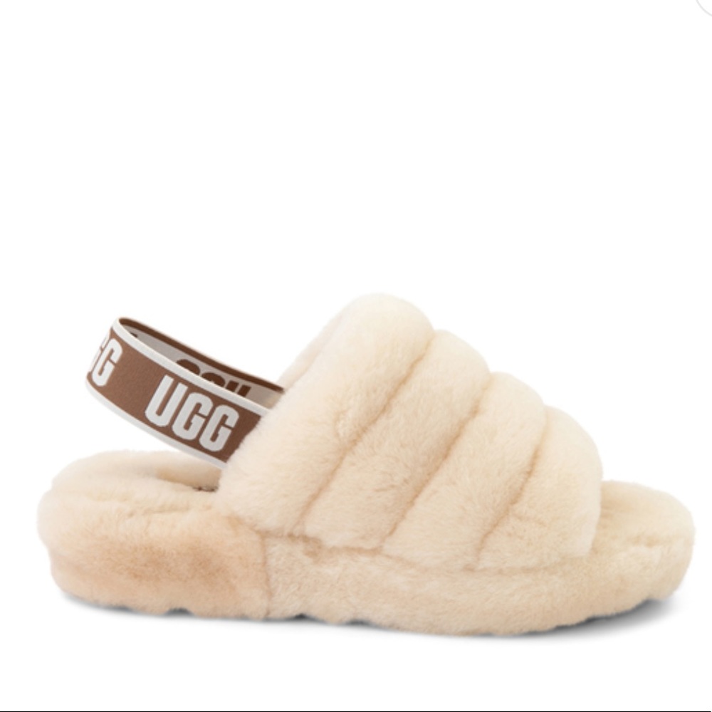 ugg fluff yeah slide sandals- shade natural